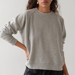 Donni Eco Terry Crewneck Cotton Raglan Sweatshirt Sweater Top Heather Grey